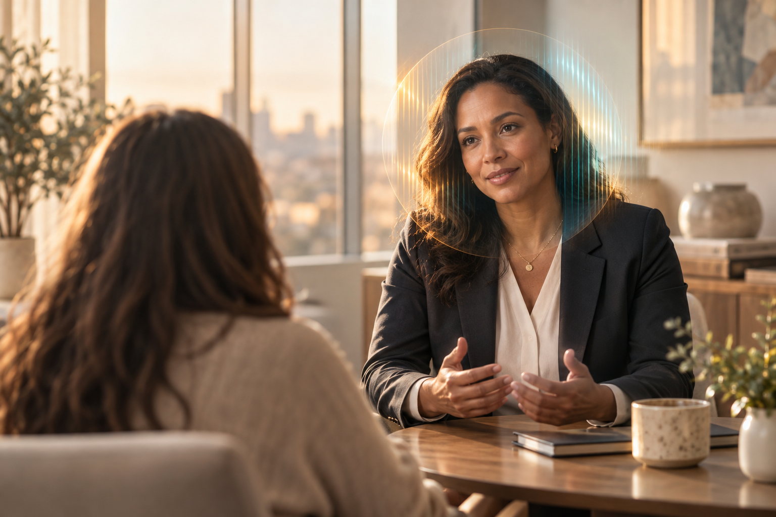 An attorney in conversation with a potential claimant